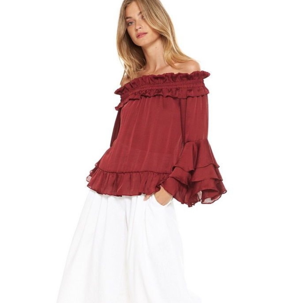 MISA Los Angeles Mirah Off Shoulder Top Size S